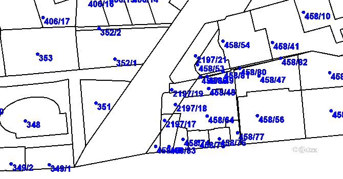 Parcela st. 2197/19 v KÚ Střešovice, Katastrální mapa
