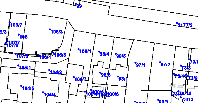 Parcela st. 98/4 v KÚ Střešovice, Katastrální mapa