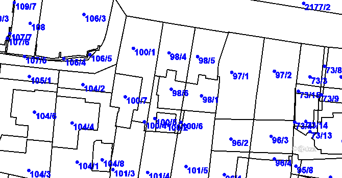 Parcela st. 98/6 v KÚ Střešovice, Katastrální mapa