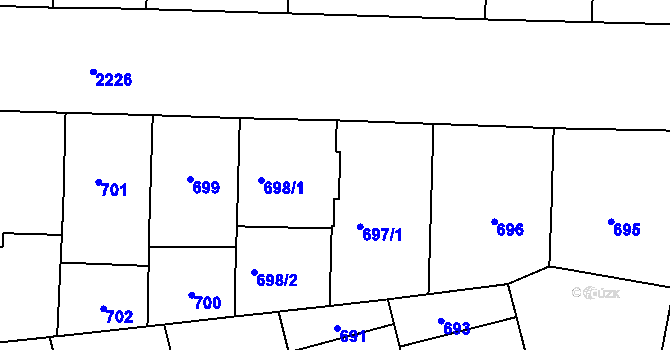 Parcela st. 697/2 v KÚ Střešovice, Katastrální mapa