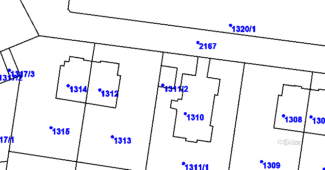 Parcela st. 1311/2 v KÚ Střešovice, Katastrální mapa