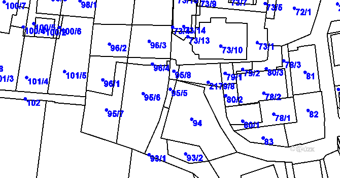 Parcela st. 95/5 v KÚ Střešovice, Katastrální mapa