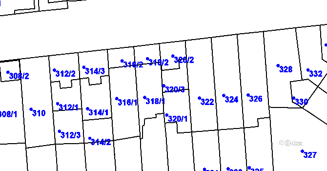 Parcela st. 320/3 v KÚ Střešovice, Katastrální mapa