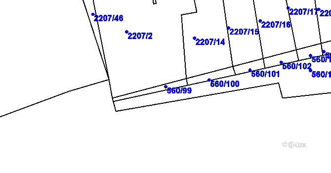 Parcela st. 560/99 v KÚ Střešovice, Katastrální mapa