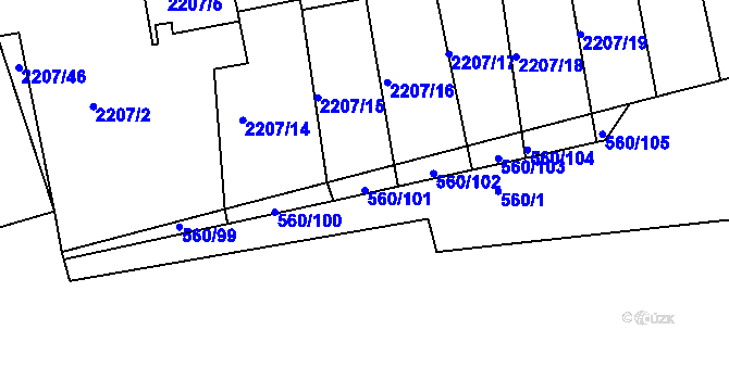 Parcela st. 560/101 v KÚ Střešovice, Katastrální mapa