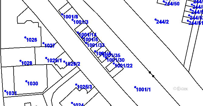 Parcela st. 1001/35 v KÚ Střešovice, Katastrální mapa