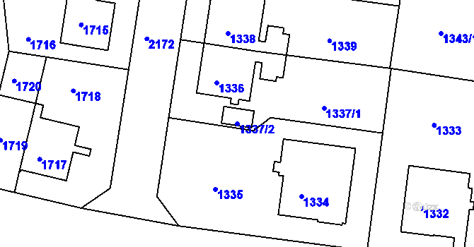 Parcela st. 1337/2 v KÚ Střešovice, Katastrální mapa