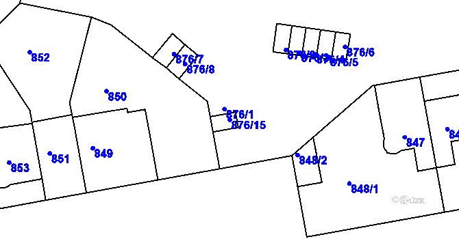 Parcela st. 876/15 v KÚ Střešovice, Katastrální mapa
