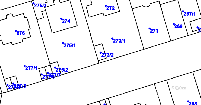 Parcela st. 273/2 v KÚ Střešovice, Katastrální mapa