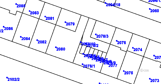 Parcela st. 2078/10 v KÚ Střešovice, Katastrální mapa