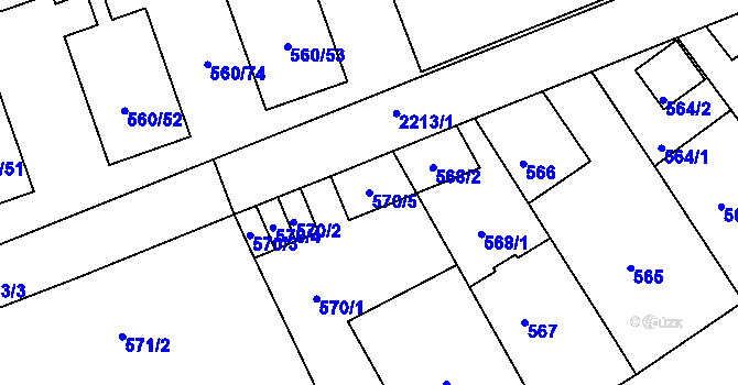 Parcela st. 570/5 v KÚ Střešovice, Katastrální mapa