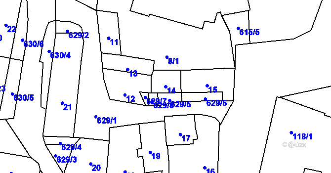 Parcela st. 14 v KÚ Veleslavín, Katastrální mapa