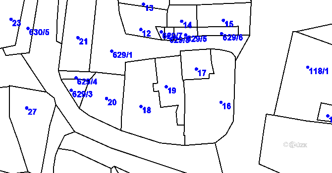 Parcela st. 19 v KÚ Veleslavín, Katastrální mapa