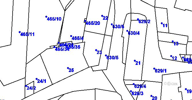 Parcela st. 23 v KÚ Veleslavín, Katastrální mapa