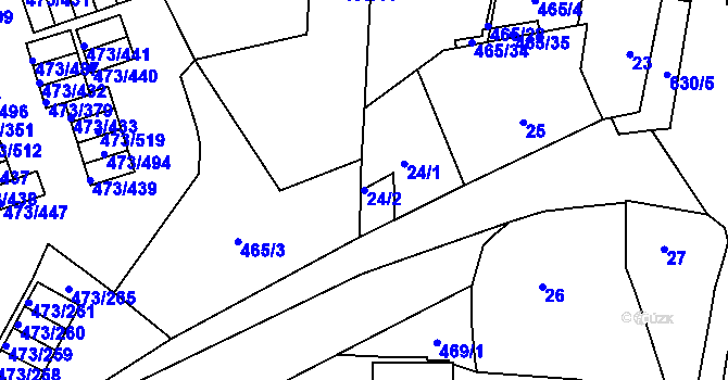 Parcela st. 24/2 v KÚ Veleslavín, Katastrální mapa