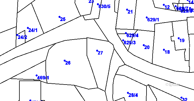 Parcela st. 27 v KÚ Veleslavín, Katastrální mapa