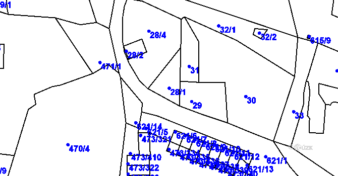 Parcela st. 28/1 v KÚ Veleslavín, Katastrální mapa