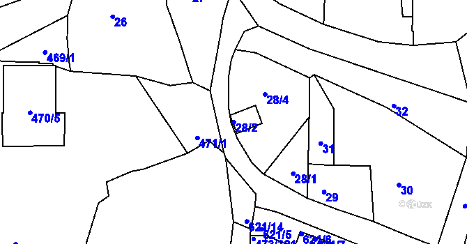 Parcela st. 28/2 v KÚ Veleslavín, Katastrální mapa