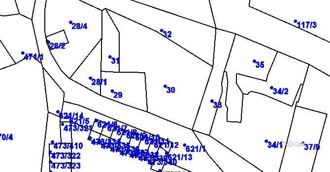 Parcela st. 30 v KÚ Veleslavín, Katastrální mapa