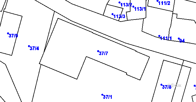 Parcela st. 37/7 v KÚ Veleslavín, Katastrální mapa
