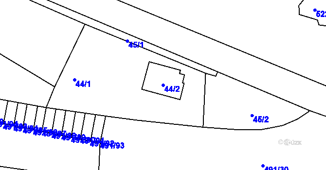 Parcela st. 44/2 v KÚ Veleslavín, Katastrální mapa