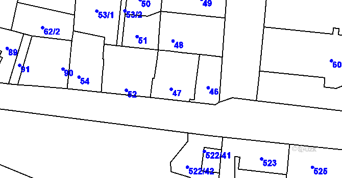 Parcela st. 47 v KÚ Veleslavín, Katastrální mapa