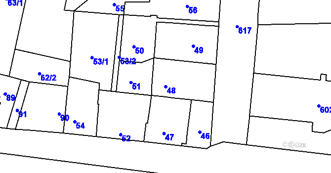 Parcela st. 48 v KÚ Veleslavín, Katastrální mapa