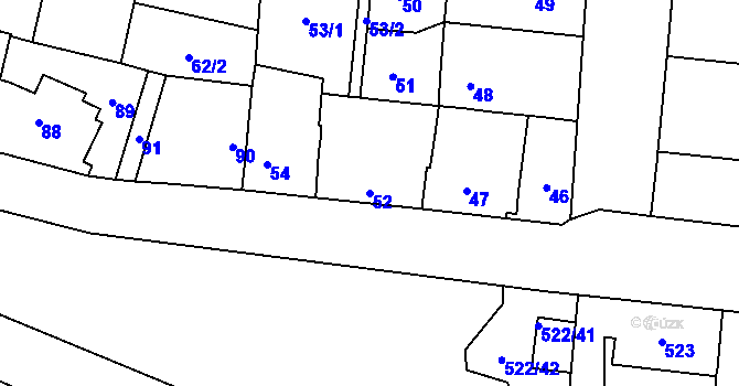 Parcela st. 52 v KÚ Veleslavín, Katastrální mapa