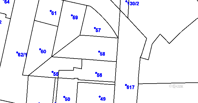 Parcela st. 58 v KÚ Veleslavín, Katastrální mapa
