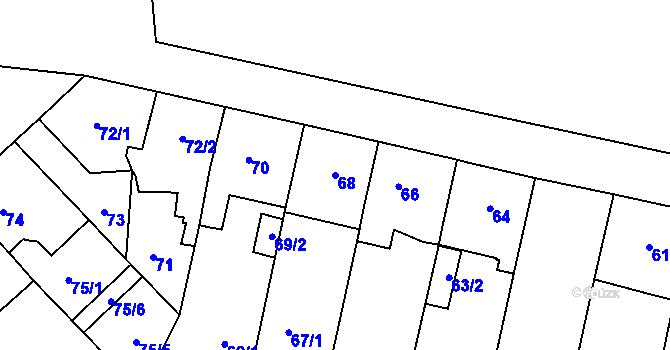 Parcela st. 68 v KÚ Veleslavín, Katastrální mapa