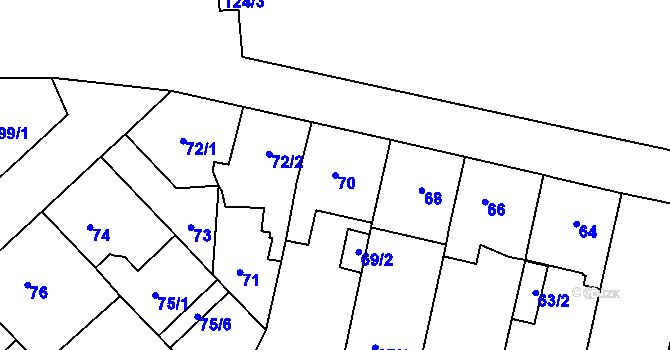 Parcela st. 70 v KÚ Veleslavín, Katastrální mapa