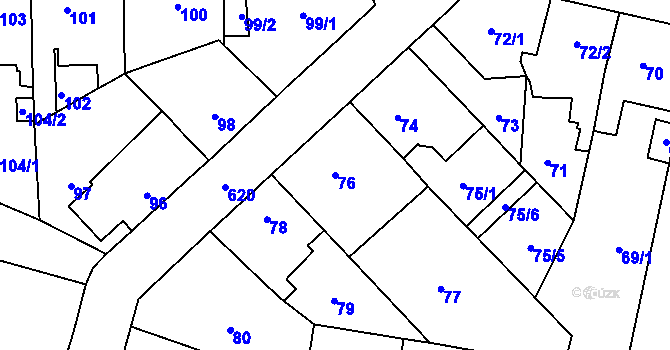Parcela st. 76 v KÚ Veleslavín, Katastrální mapa