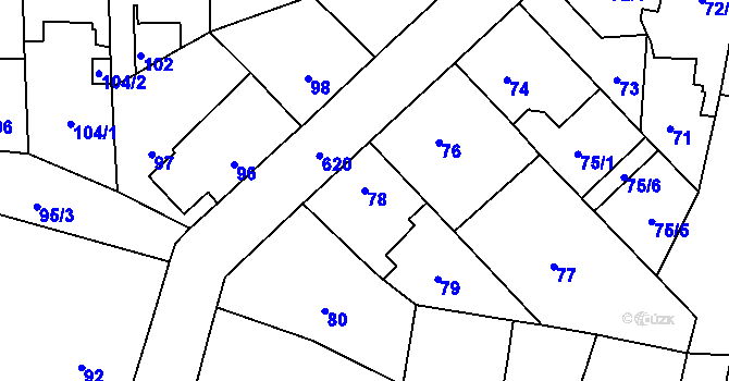 Parcela st. 78 v KÚ Veleslavín, Katastrální mapa