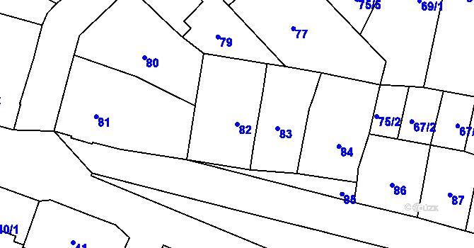 Parcela st. 82 v KÚ Veleslavín, Katastrální mapa