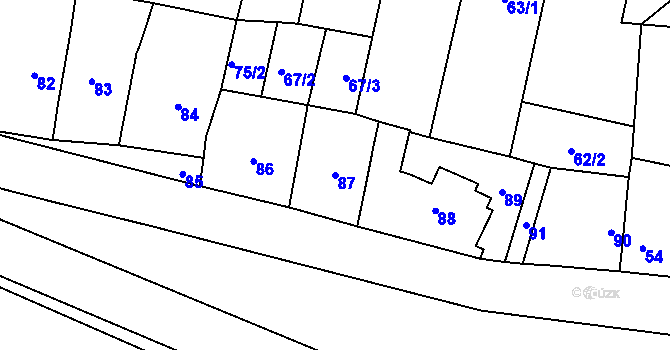 Parcela st. 87 v KÚ Veleslavín, Katastrální mapa