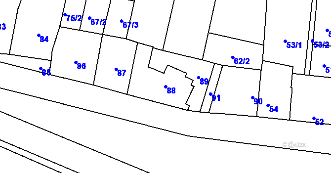 Parcela st. 88 v KÚ Veleslavín, Katastrální mapa