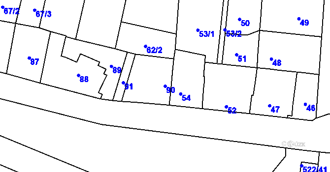 Parcela st. 90 v KÚ Veleslavín, Katastrální mapa
