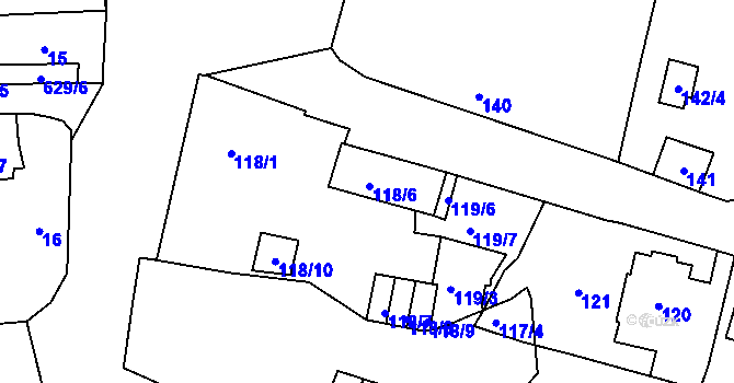 Parcela st. 118/3 v KÚ Veleslavín, Katastrální mapa