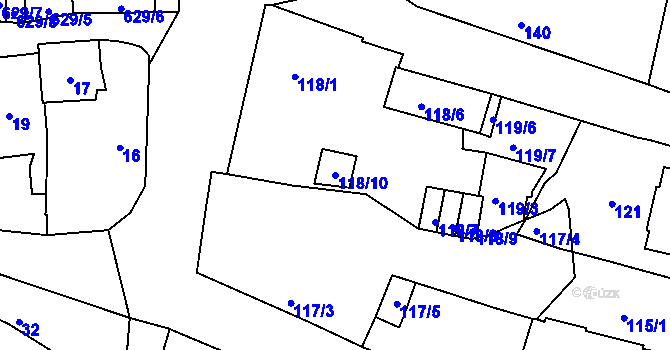 Parcela st. 118/10 v KÚ Veleslavín, Katastrální mapa