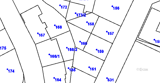 Parcela st. 160 v KÚ Veleslavín, Katastrální mapa