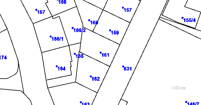 Parcela st. 161 v KÚ Veleslavín, Katastrální mapa
