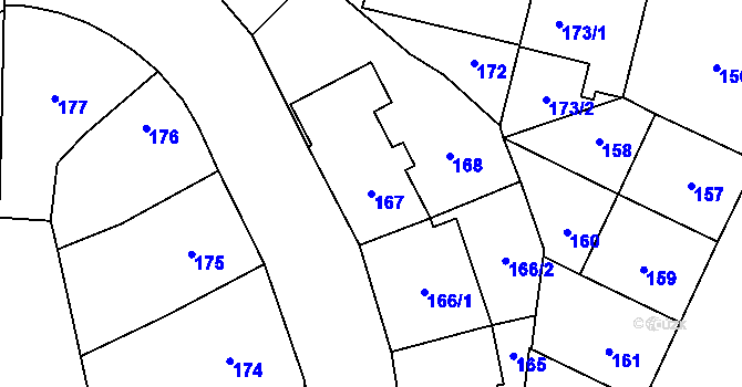 Parcela st. 167 v KÚ Veleslavín, Katastrální mapa