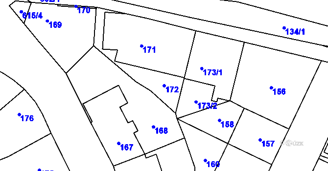 Parcela st. 172 v KÚ Veleslavín, Katastrální mapa
