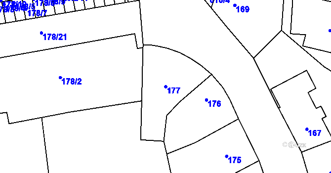 Parcela st. 177 v KÚ Veleslavín, Katastrální mapa