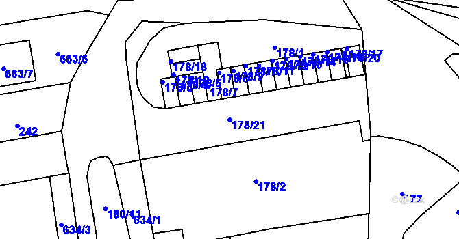 Parcela st. 178/21 v KÚ Veleslavín, Katastrální mapa