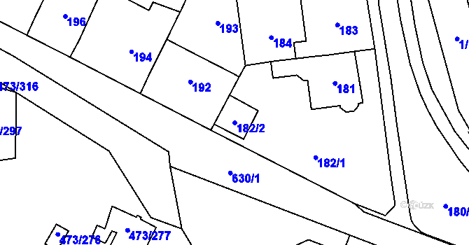 Parcela st. 182/2 v KÚ Veleslavín, Katastrální mapa