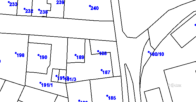 Parcela st. 188 v KÚ Veleslavín, Katastrální mapa