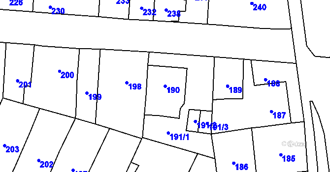 Parcela st. 190 v KÚ Veleslavín, Katastrální mapa