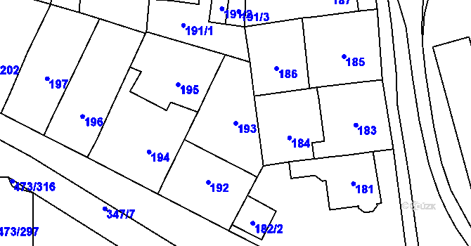 Parcela st. 193 v KÚ Veleslavín, Katastrální mapa