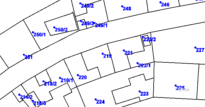 Parcela st. 219 v KÚ Veleslavín, Katastrální mapa